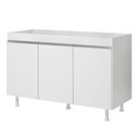 Ver imagem 1 de Balcão Buffet Gabinete de Cozinha Lux 119cm 100% Mdf sem Tampo 03 Portas Branco - Desk Design