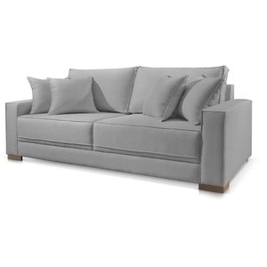 Sofá Marrocos 3 Lugares Suede Cinza Claro 2,0m Confortável Sala de Estar