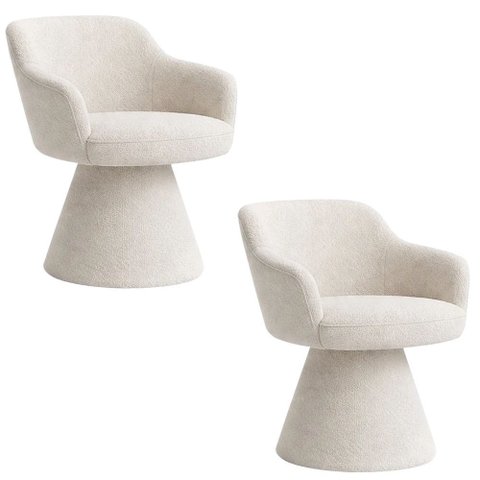 Kit 02 Cadeiras de Jantar Jade Base Fixa Bouclé Off White - Nexta Casa