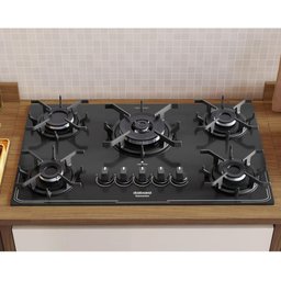 Cooktop Tripla Chama Itatiaia Itamaster 5 Bocas Vidro Temperado Preto Bivolt - 6