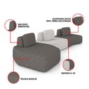 Ver imagem 3 de Sofá 3 Lugares Orgânico com Chaise e 2 Módulos Berlim Bouclê Grafite/cinza Caro K01 - D’Rossi
