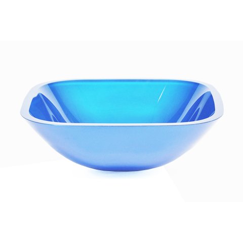 CUBA DE VIDRO QUADRADA 35CM AZUL