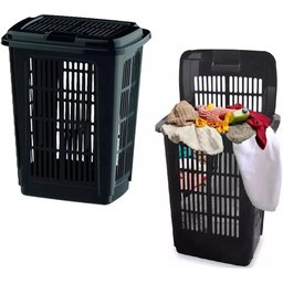 Cesto de Roupa Lavanderia Organizador de Brinquedo 60 Litros Preto - 1