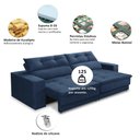 Ver imagem 3 de Sofá Retrátil e Reclinável 3 Lugares 2,50m com Molas Emília Suede Azul Madelina Decor