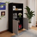 Ver imagem 2 de Armário Estante New City 2 Portas 80 cm Cinza Cristal/Preto Gebb Work