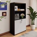 Ver imagem 1 de Armário Estante New City 2 Portas 80 cm Cinza Cristal/Preto Gebb Work