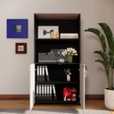 Ver imagem 4 de Armário Estante New City 2 Portas 80 cm Cinza Cristal/Preto Gebb Work