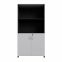 Ver imagem 7 de Armário Estante New City 2 Portas 80 cm Cinza Cristal/Preto Gebb Work