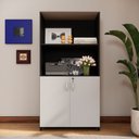Ver imagem 3 de Armário Estante New City 2 Portas 80 cm Cinza Cristal/Preto Gebb Work