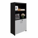 Ver imagem 6 de Armário Estante New City 2 Portas 80 cm Cinza Cristal/Preto Gebb Work
