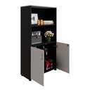 Ver imagem 5 de Armário Estante New City 2 Portas 80 cm Cinza Cristal/Preto Gebb Work
