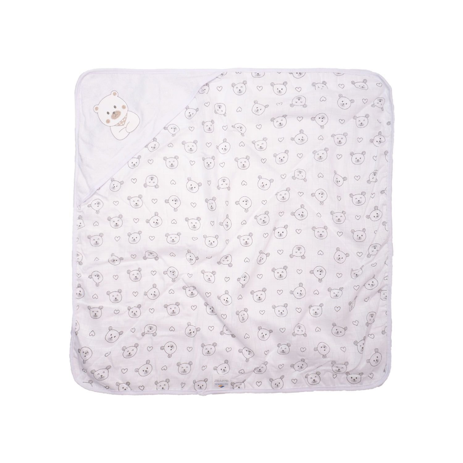 Toalha de Banho Bebe C/capuz Plush 68 Cm X 68 Cm Bublim: Urso Branco