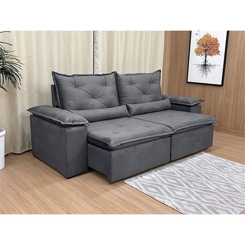 Sofá Retrátil Reclinável 1,80 M Cinza 202 Athenas