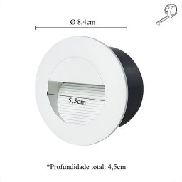 Balizador de Embutir Parede Redondo Branco Led Escada Lup90 - 5