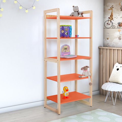 Estante Infantil Multiuso Colorê Laranja Alta 64x150