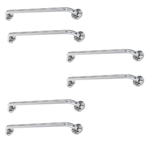 Alça de Apoio Inox Barra 60cm Kit 6 Unidades Banheiro Idoso