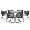 Ver imagem 1 de Mesa com 6 Cadeiras Jantar Noronha Marrom E3 Trama Original Preto