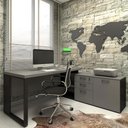 Ver imagem 1 de Mesa de Escritório Diretor em L Industrial 170cm Pés Metal