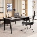 Ver imagem 1 de Mesa Escrivaninha Escritório com 150cm Industrial Tampo Chanfrado e Pés Metálicos F5 Office Cinza Sagrado com Preto