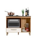 Ver imagem 3 de Balcão para Cooktop 4 Bocas de Cozinha com Nicho para Micro-Ondas Fit Freijó Off White Nicioli
