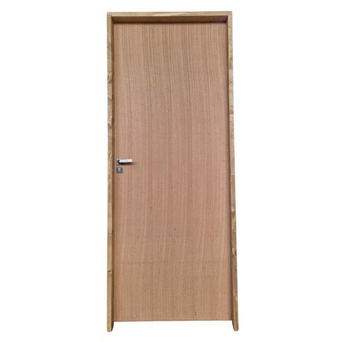 Kit Porta de Madeira Lisa Angelim 210x72cm Batente 14cm Uniportas Abertura Esquerda