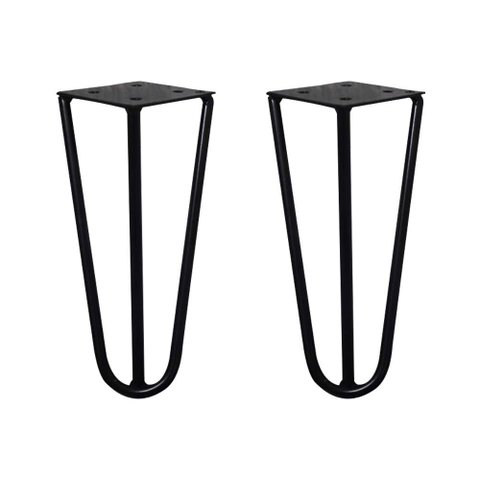 Kit 2 Pés de Metal 15 CM Hairpin Legs Mesas de Centro Puffs Preto Gran Belo Pés de Metal Hairpin Leg