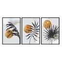 Ver imagem 2 de Kit 03 Quadros Decorativos Sol e Folhas Douradas Abstrato Abg040 Canvas 40x60cm Cada