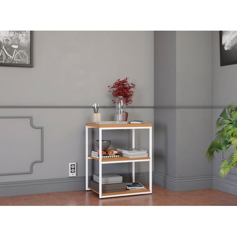 Mesa Apoio Estante P/ Livros Kappesberg Li004 Canela/branco