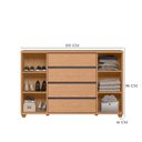 Ver imagem 3 de Guarda Roupa Casal Doble com Espelho 06 Portas e Cômoda Evidenza Freijo Off White Titanium Flex - Mó