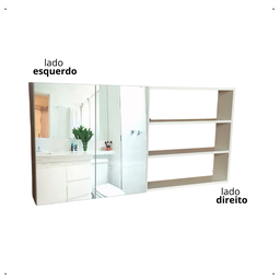 Nicho com Divisória Armário 2 Portas Espelheiro Prático Moderno Organizador 50x60x15cm - 5
