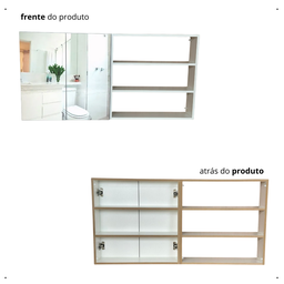 Nicho com Divisória Armário 2 Portas Espelheiro Prático Moderno Organizador 50x60x15cm - 4