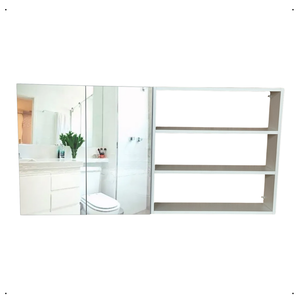 Nicho com Divisória Armário 2 Portas Espelheiro Prático Moderno Organizador 50x60x15cm