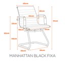 Ver imagem 3 de Kit 2 Cadeiras Escritório Interlocutor Fixa Couro Ecológico/Aço Cromado Manhattan Black - Caramelo