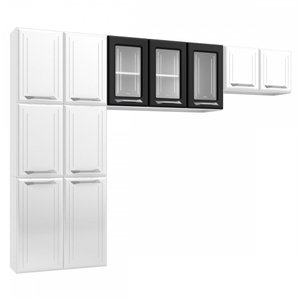Cozinha De Aço Compacta Topázio 11 Portas 6 Prateleiras Branco/Preto - Telasul