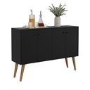 Ver imagem 3 de Buffet Aparador Imperial 4 Portas com Pés Palito Retrô - Preto