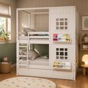 Ver imagem 1 de Treliche Infantil Casinha Reta com 02 Janelas Madeira Maciça Branco Megamobilia