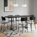 Ver imagem 1 de Mesa Retangular Alina 180cm Preto com 6 Cadeiras Barcelona N01 Couríssimo Preto Linho Cinza - Lyam D
