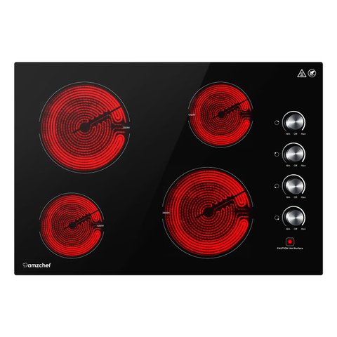 Amzchef Cooktop Elétrico Embutido 30" com 4 Zonas de Aquecimento (preto)