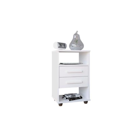 Mesa de Cabeceira Cie com Nicho 2 Gavetas Cor Branco