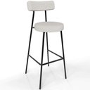 Ver imagem 3 de Kit 02 Banquetas Alta Cozinha Bar Sala Jantar Estrutura Em Aço Milão L02 Bouclê Cru - Lyam Decor