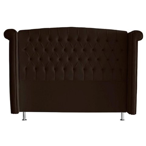 Cabeceira de Cama Box Luxo Queen 160 Cm Suede Marrom do Lar Móveis