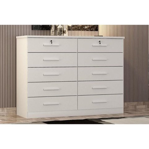 Cômoda de Quarto Milão/deca C/ 10 Gavetas Neve - Novo Horizonte