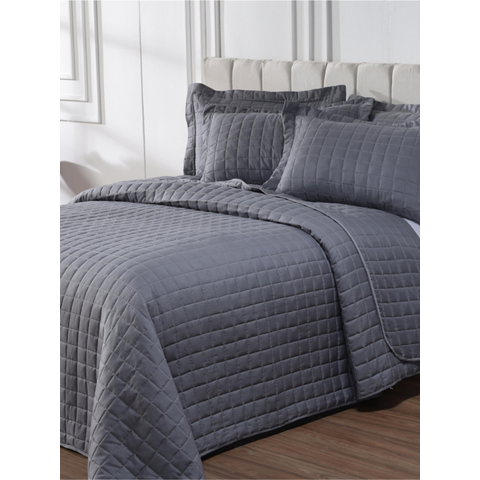 Jogo de Cama Kit Cobre Leito Colcha King Dupla Face Porta Travesseiro Decoração Elegante:cinza-escur