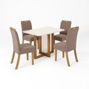 Ver imagem 2 de Conjunto Mesa de Jantar Natalí com Vidro e 4 Cadeiras Bella Henn - Nature/marrom Amêndoa