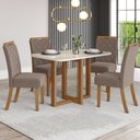 Ver imagem 1 de Conjunto Mesa de Jantar Natalí com Vidro e 4 Cadeiras Bella Henn - Nature/marrom Amêndoa