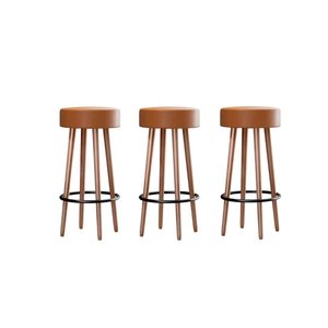 Kit 3 Banquetas Estofada Alta Berlin - Design Moderno:amarula