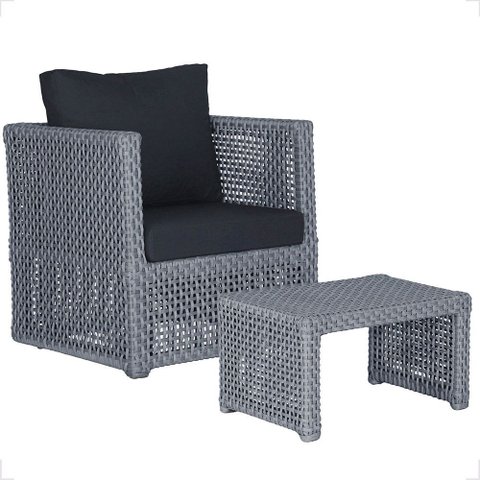 Mesa Centro e 1 Poltrona Madri Corda Náutica Estofado 12 Trama Original