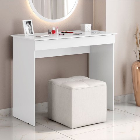 Escrivaninha Roma com Gaveta Mesa de Escritório Estudos ou Penteadeira - Branco