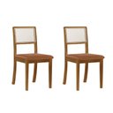 Ver imagem 2 de Kit 2 Cadeiras de Jantar Madeira Maciça Mel Encosto Telinha Palha Estofada Couro Pu Caramelo Rubi