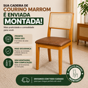 Ver imagem 7 de Kit 2 Cadeiras de Jantar Madeira Maciça Mel Encosto Telinha Palha Estofada Couro PU Caramelo Rubi
